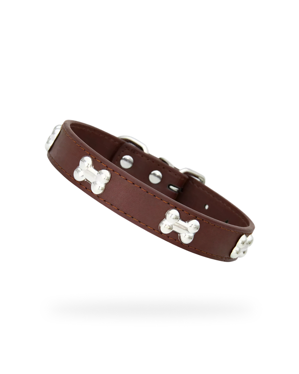 Collier En Cuir Avec Os En Métal
