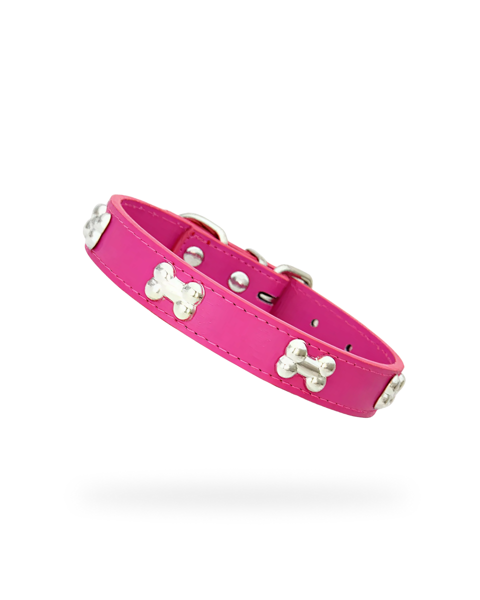 Collier En Cuir Avec Os En Métal