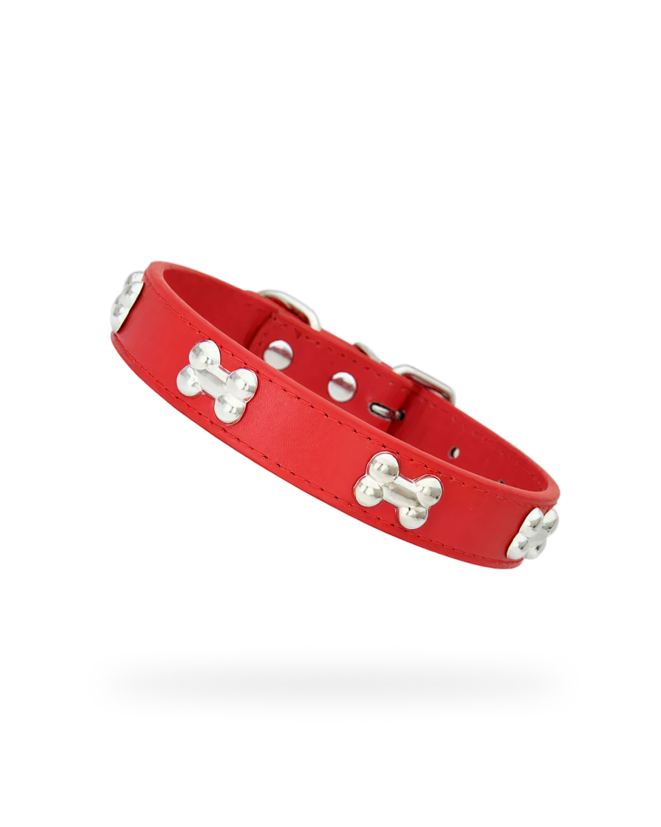 Collier En Cuir Avec Os En Métal